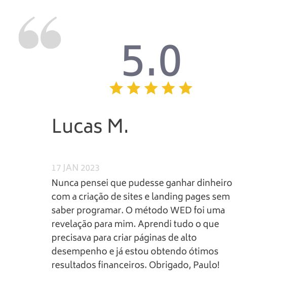 Depoimento de aluno do curso, nota 5
