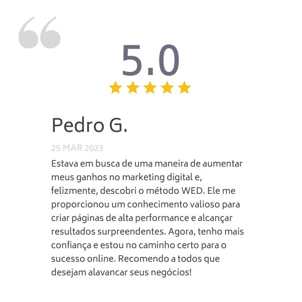 Depoimento de aluno do curso, nota 5