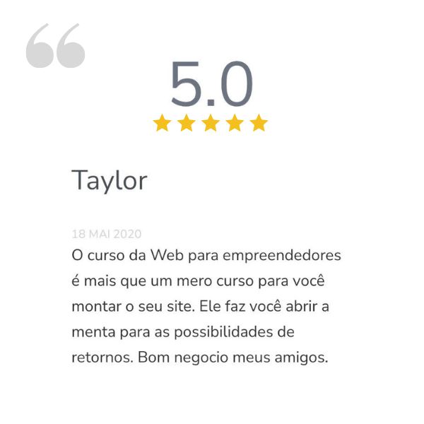 Depoimento de aluno do curso, nota 5
