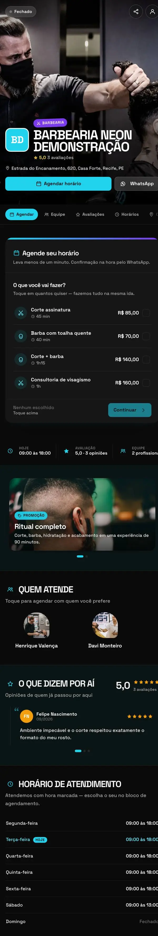 Modelo Barbearia Neon