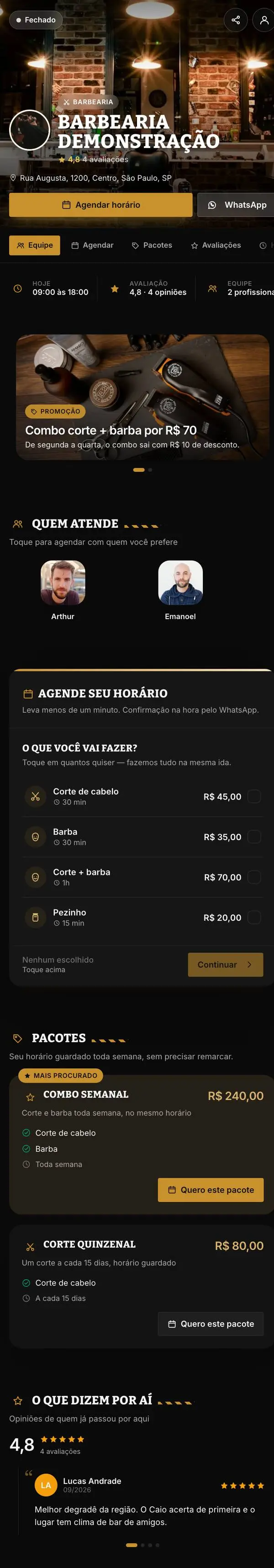 Modelo de página para Barbearia: Barbearia
