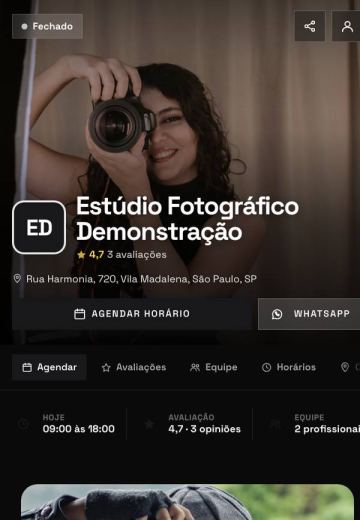 Modelo Estúdio de fotografia