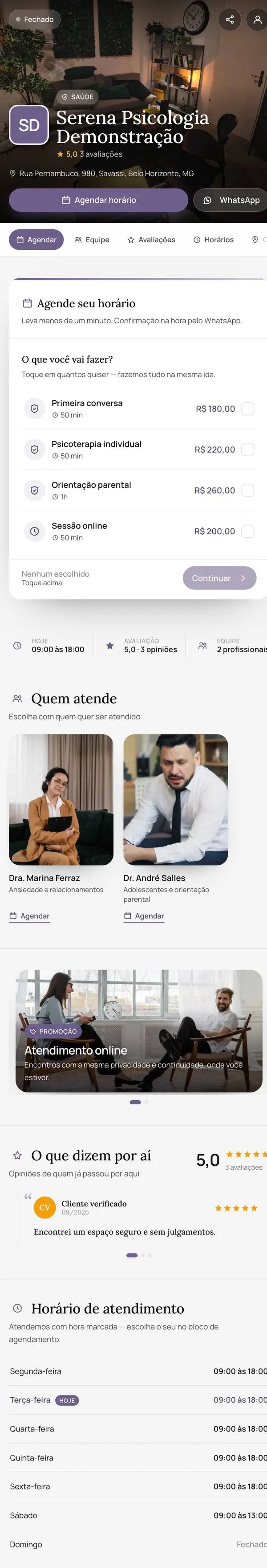 Modelo de página para Psicólogo: Psicologia Serena